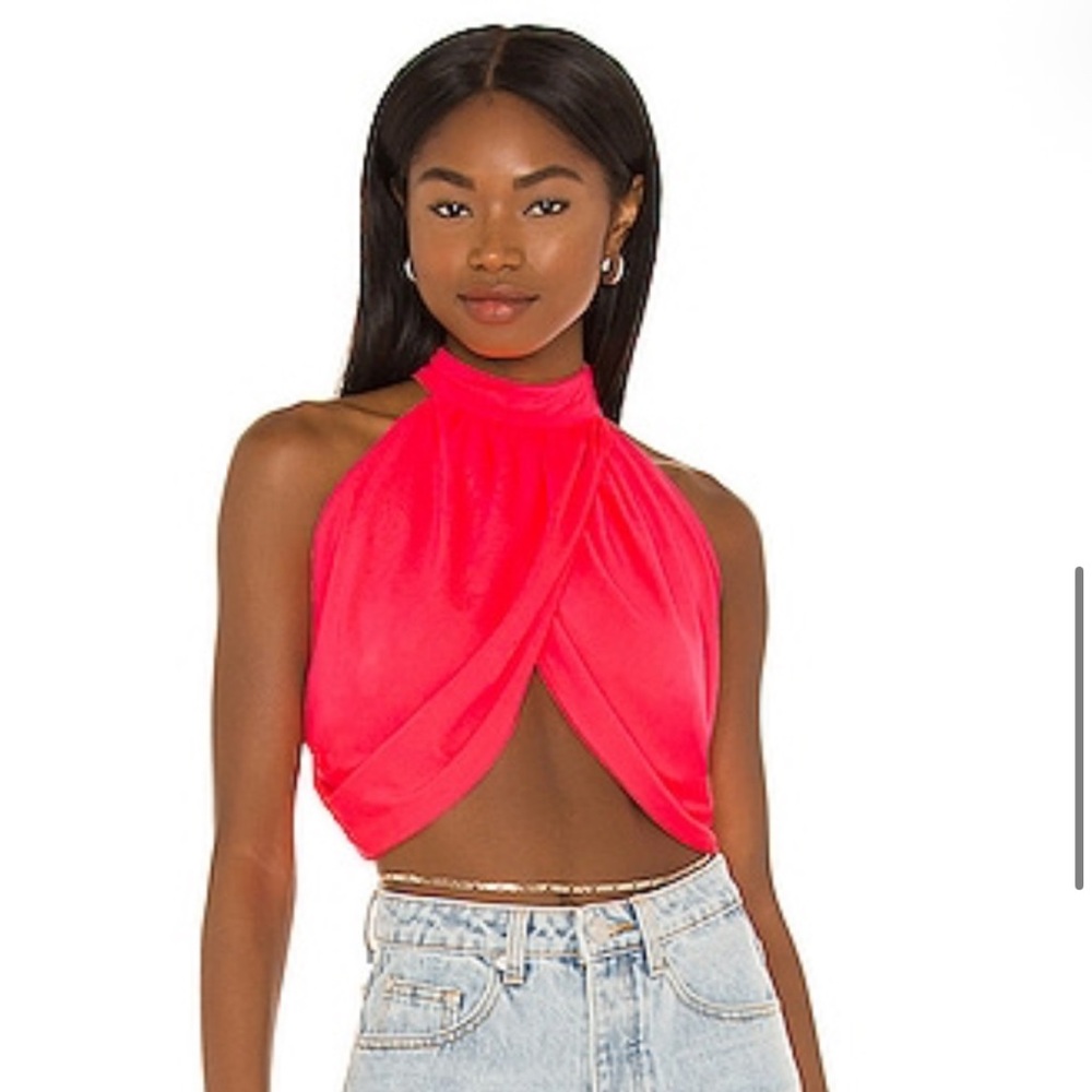 superdown Emani Wrap Crop Top in Coral